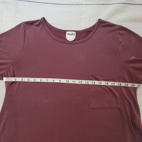 Arula Size Est M Mauve Long Sleeve Stretch Tee Draped Soft Lounge Boho - Picture 5 of 8